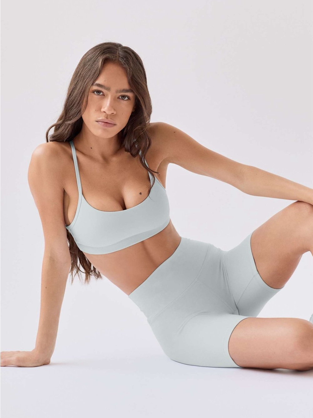 Aritzia TNA Butter Atmosphere 7” Bike Shorts XS Light Blue Gray - Picture 8 of 12
